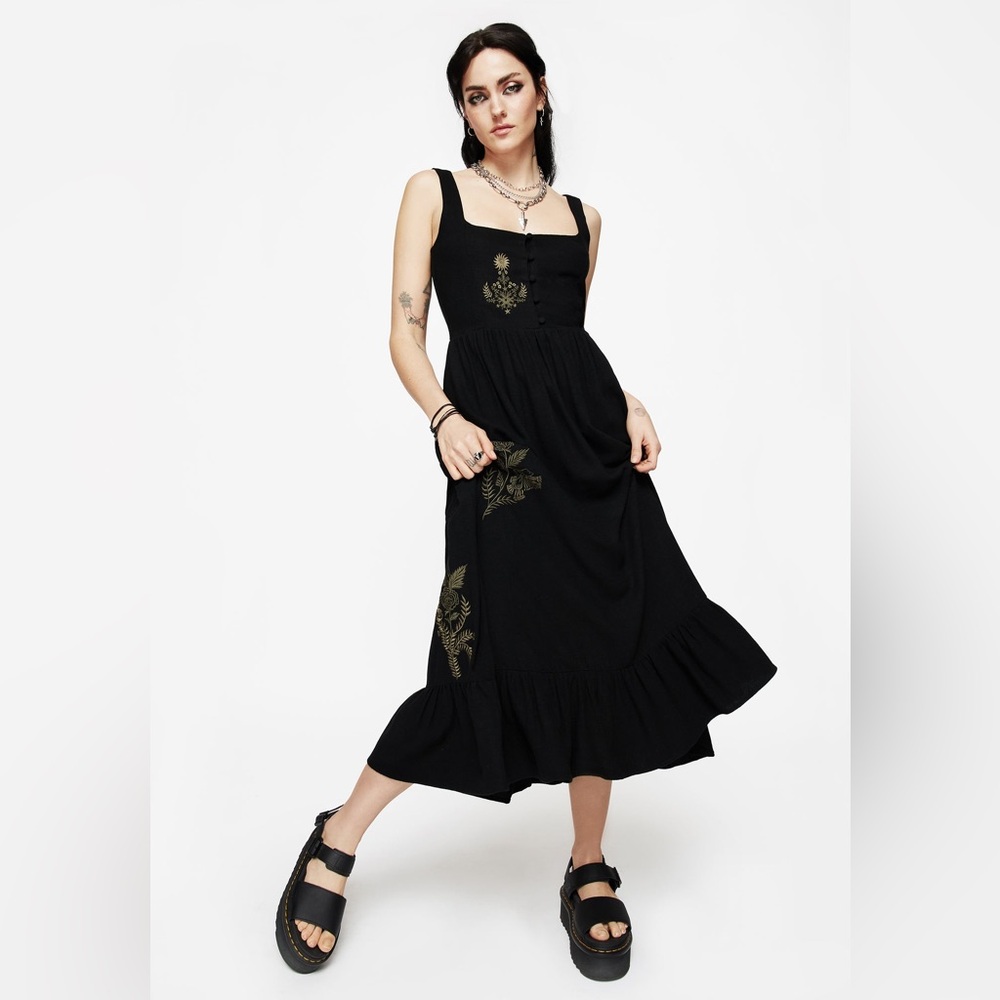 Disturbia Black and Gold Midi Dress